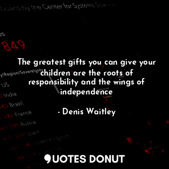  The greatest gifts you can give your children are the roots of responsibility an... - Denis Waitley - Quotes Donut