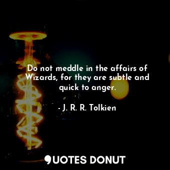  Do not meddle in the affairs of Wizards, for they are subtle and quick to anger.... - J. R. R. Tolkien - Quotes Donut
