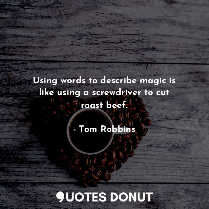 Using words to describe magic is like using a screwdriver to cut roast beef.