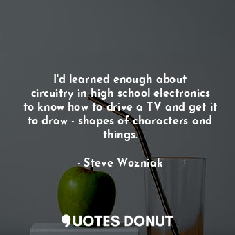  I&#39;d learned enough about circuitry in high school electronics to know how to... - Steve Wozniak - Quotes Donut