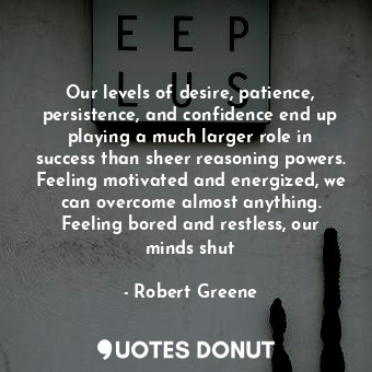  Our levels of desire, patience, persistence, and confidence end up playing a muc... - Robert Greene - Quotes Donut