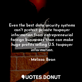  Even the best data security systems can&#39;t protect private taxpayer informati... - Melissa Bean - Quotes Donut