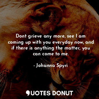  Dont grieve any more, see I am coming up with you everyday now, and if there is ... - Johanna Spyri - Quotes Donut