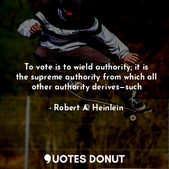 To vote is to wield authority; it is the supreme authority from which all other authority derives—such