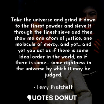  Take the universe and grind it down to the finest powder and sieve it through th... - Terry Pratchett - Quotes Donut