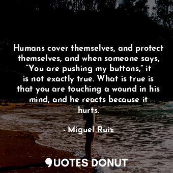 Humans cover themselves, and protect themselves, and when someone says, “You are pushing my buttons,” it is not exactly true. What is true is that you are touching a wound in his mind, and he reacts because it hurts.
