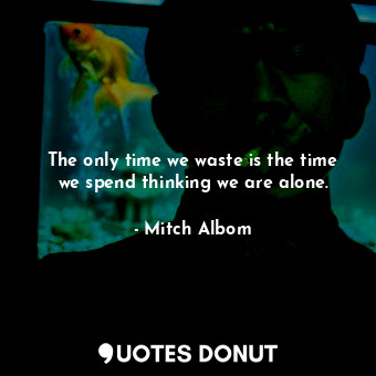  The only time we waste is the time we spend thinking we are alone.... - Mitch Albom - Quotes Donut