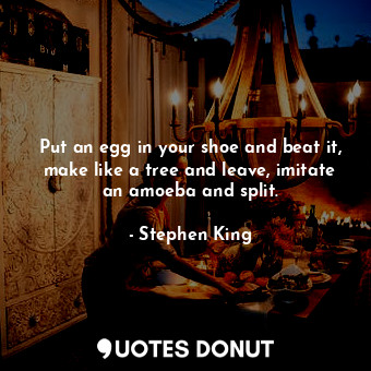 Put an egg in your shoe and beat it, make like a tree and leave, imitate an amoe... - Stephen King - Quotes Donut