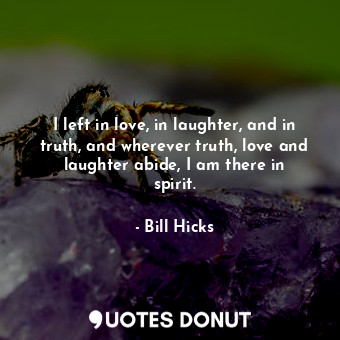  I left in love, in laughter, and in truth, and wherever truth, love and laughter... - Bill Hicks - Quotes Donut