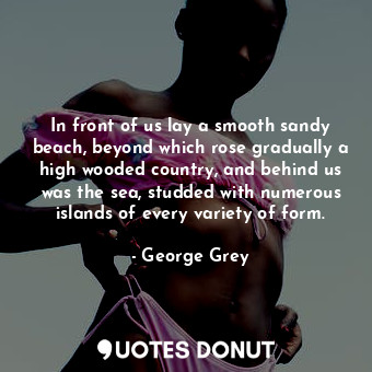  In front of us lay a smooth sandy beach, beyond which rose gradually a high wood... - George Grey - Quotes Donut