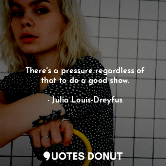  There&#39;s a pressure regardless of that to do a good show.... - Julia Louis-Dreyfus - Quotes Donut