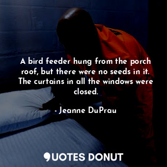  A bird feeder hung from the porch roof, but there were no seeds in it. The curta... - Jeanne DuPrau - Quotes Donut