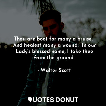  Thou are boot for many a bruise,  And healest many a wound;  In our Lady's bless... - Walter Scott - Quotes Donut