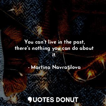  You can&#39;t live in the past, there&#39;s nothing you can do about it.... - Martina Navratilova - Quotes Donut