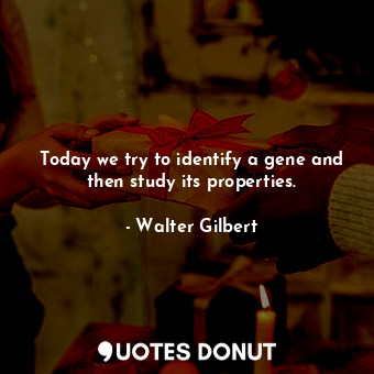  Today we try to identify a gene and then study its properties.... - Walter Gilbert - Quotes Donut