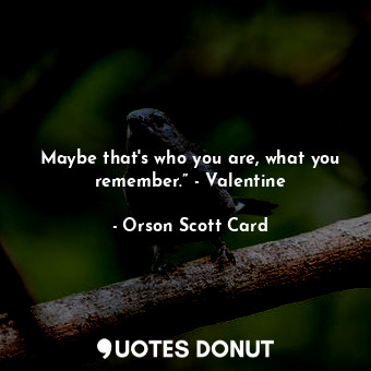 Maybe that's who you are, what you remember.” - Valentine