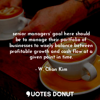  senior managers’ goal here should be to manage their portfolio of businesses to ... - W. Chan Kim - Quotes Donut