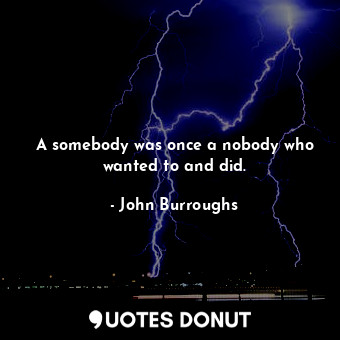  A somebody was once a nobody who wanted to and did.... - John Burroughs - Quotes Donut