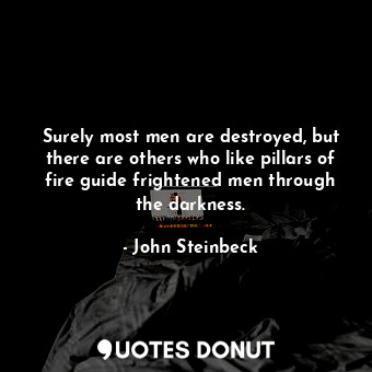 Surely most men are destroyed, but there are others who like pillars of fire guide frightened men through the darkness.