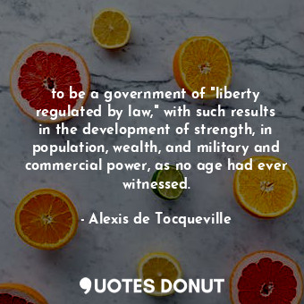 to be a government of "liberty regulated by law," with such results in the development of strength, in population, wealth, and military and commercial power, as no age had ever witnessed.