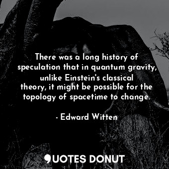  There was a long history of speculation that in quantum gravity, unlike Einstein... - Edward Witten - Quotes Donut