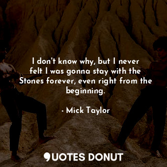 I don&#39;t know why, but I never felt I was gonna stay with the Stones forever, even right from the beginning.