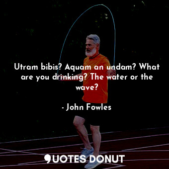  Utram bibis? Aquam an undam? What are you drinking? The water or the wave?... - John Fowles - Quotes Donut