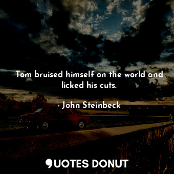  Tom bruised himself on the world and licked his cuts.... - John Steinbeck - Quotes Donut