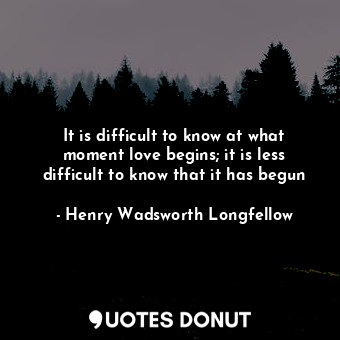 It is difficult to know at what moment love begins; it is less difficult to know that it has begun