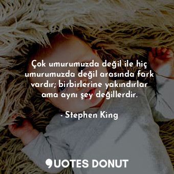  Çok umurumuzda değil ile hiç umurumuzda değil arasında fark vardır; birbirlerine... - Stephen King - Quotes Donut