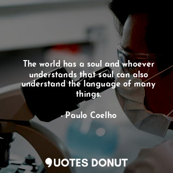 The world has a soul and whoever understands that soul can also understand the language of many things.