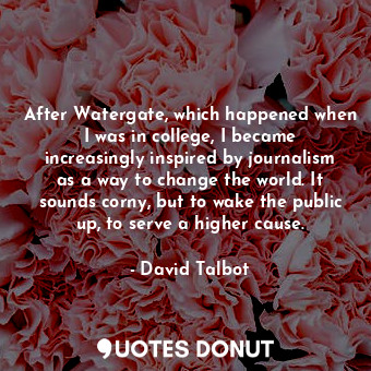  After Watergate, which happened when I was in college, I became increasingly ins... - David Talbot - Quotes Donut
