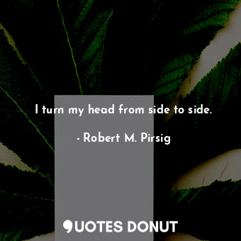  I turn my head from side to side.... - Robert M. Pirsig - Quotes Donut