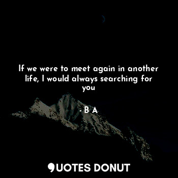  If we were to meet again in another life, I would always searching for you... - B A - Quotes Donut