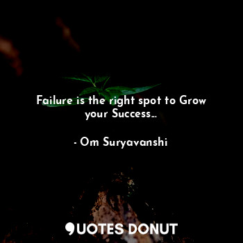 Failure is the right spot to Grow your Success...