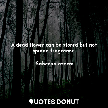  A dead flower can be stored but not spread fragrance.... - Sabeena azeem. - Quotes Donut