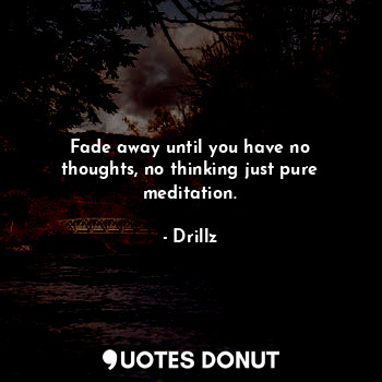  Fade away until you have no thoughts, no thinking just pure meditation.... - Drillz - Quotes Donut