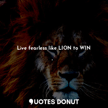  Live fearless like LION to WIN... - ✨ - Quotes Donut