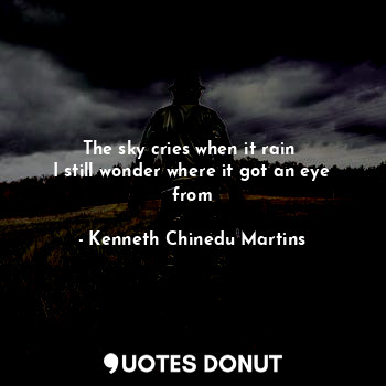  The sky cries when it rain 
I still wonder where it got an eye from... - Kenneth Chinedu Martins - Quotes Donut
