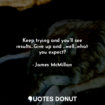  Keep trying and you'll see results...Give up and ...well...what you expect?... - James McMillan - Quotes Donut