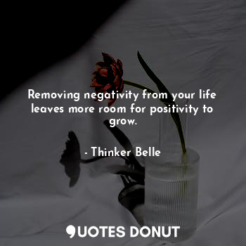  Removing negativity from your life leaves more room for positivity to grow.... - Thinker Belle - Quotes Donut