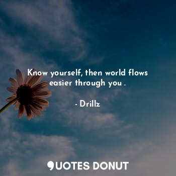  Know yourself, then world flows easier through you .... - Drillz - Quotes Donut