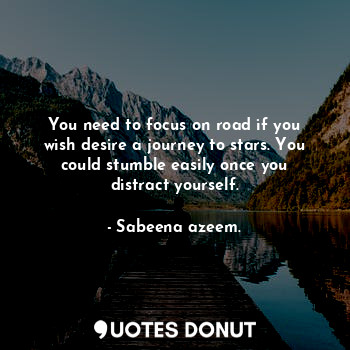  You need to focus on road if you wish desire a journey to stars. You could stumb... - Sabeena azeem. - Quotes Donut