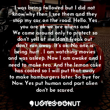  I was being followed but I did not know why then I see them and they stop my car... - Cake brother - Quotes Donut