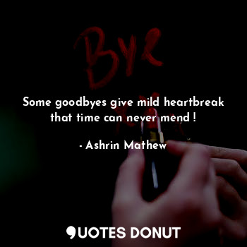  Some goodbyes give mild heartbreak that time can never mend !... - Ashrin Mathew - Quotes Donut
