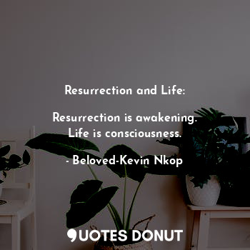 Resurrection and Life:

Resurrection is awakening.
Life is consciousness.