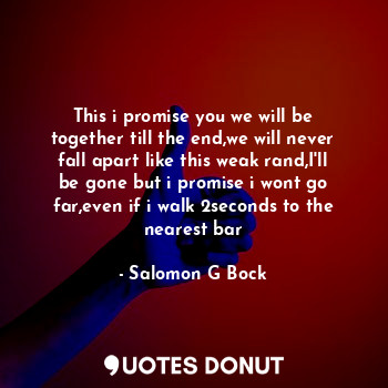  This i promise you we will be together till the end,we will never fall apart lik... - Salomon G Bock - Quotes Donut