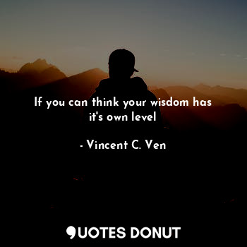  If you can think your wisdom has it's own level... - Vincent C. Ven - Quotes Donut