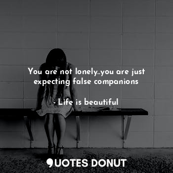  You are not lonely..you are just expecting false companions... - Life is beautiful - Quotes Donut