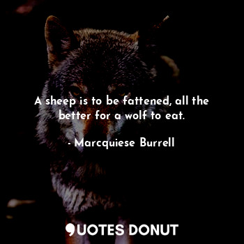 A sheep is to be fattened, all the better for a wolf to eat.
